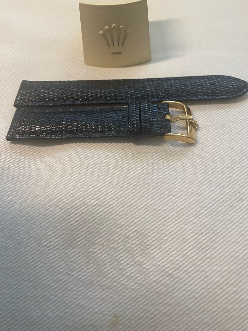 Vintage Rolex Lizard-Textured Leather Watch Strap with Gold Plated Buckle 19mm